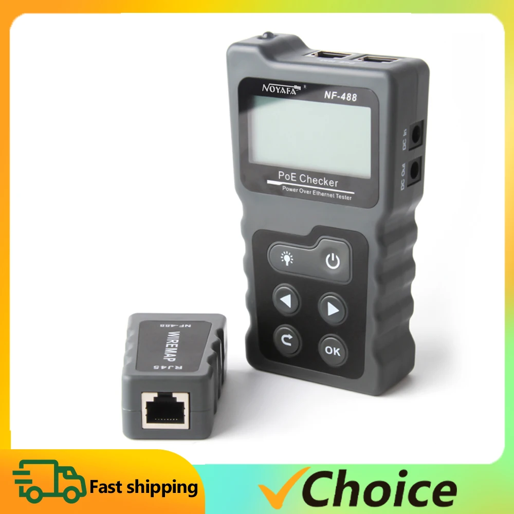 NF-488 LCD Netzwerkkabeltester Wire Tracker PoE Checker Inline PoE Spannung Stromtester mit