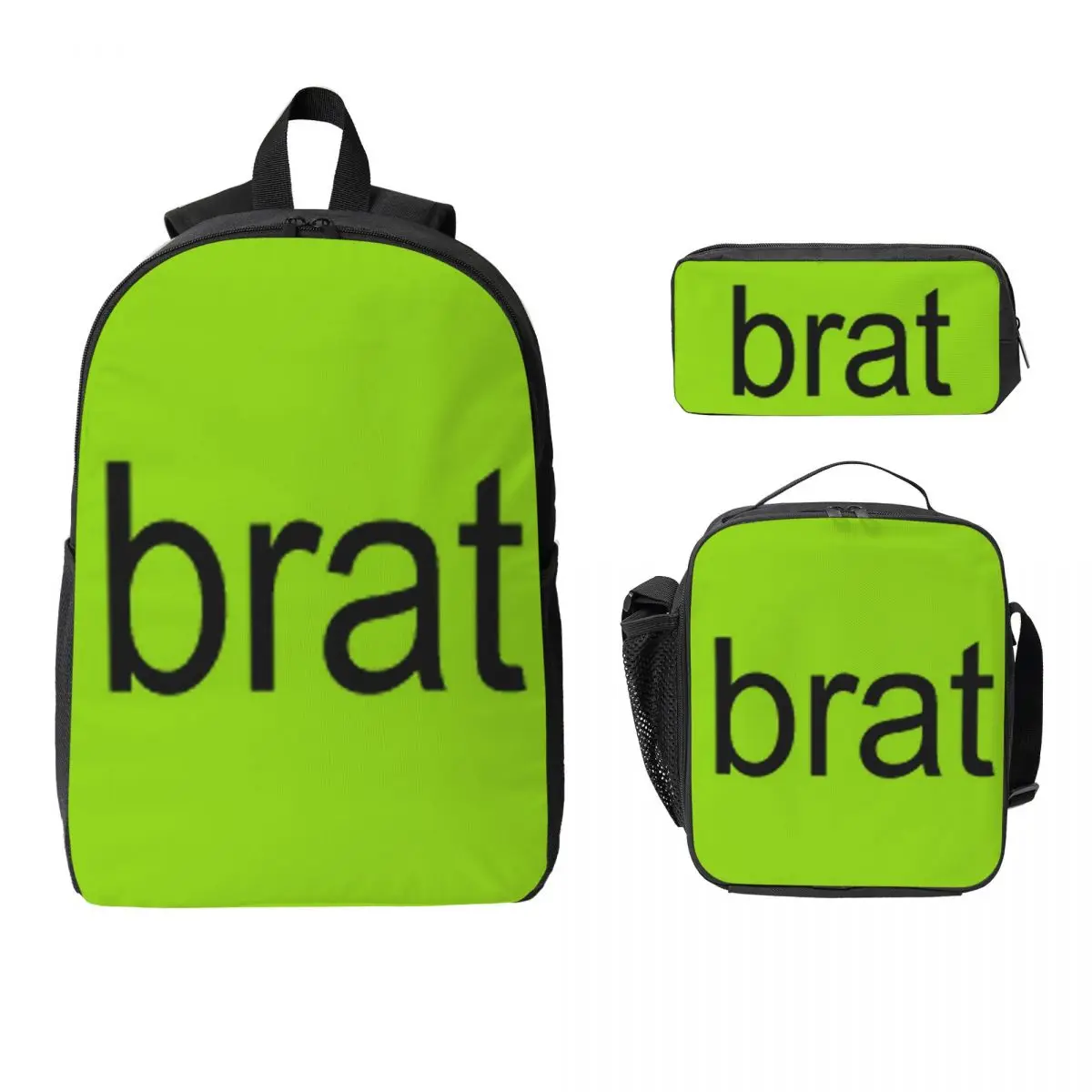 

Brat Charli Xcx Backpack Student BookBag School Bag Computer Shoulder Bags 3ps Insulated Lunch Bag Pencil Case