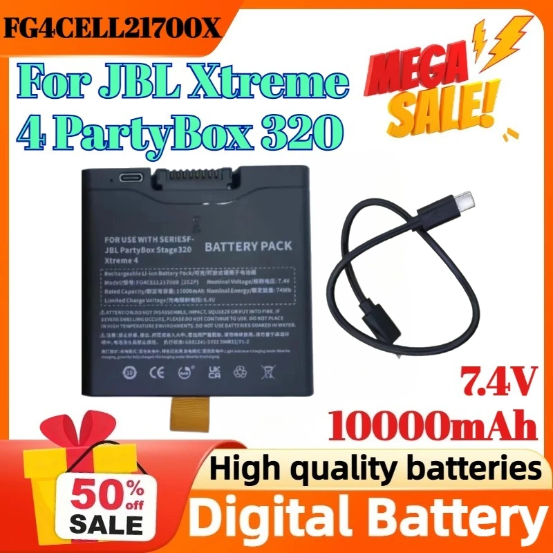 

FG4CELL21700X 7.4V 10000mAh Digital Battery for JBL Xtreme 4 PartyBox 320 Bluetooth Speaker Battery