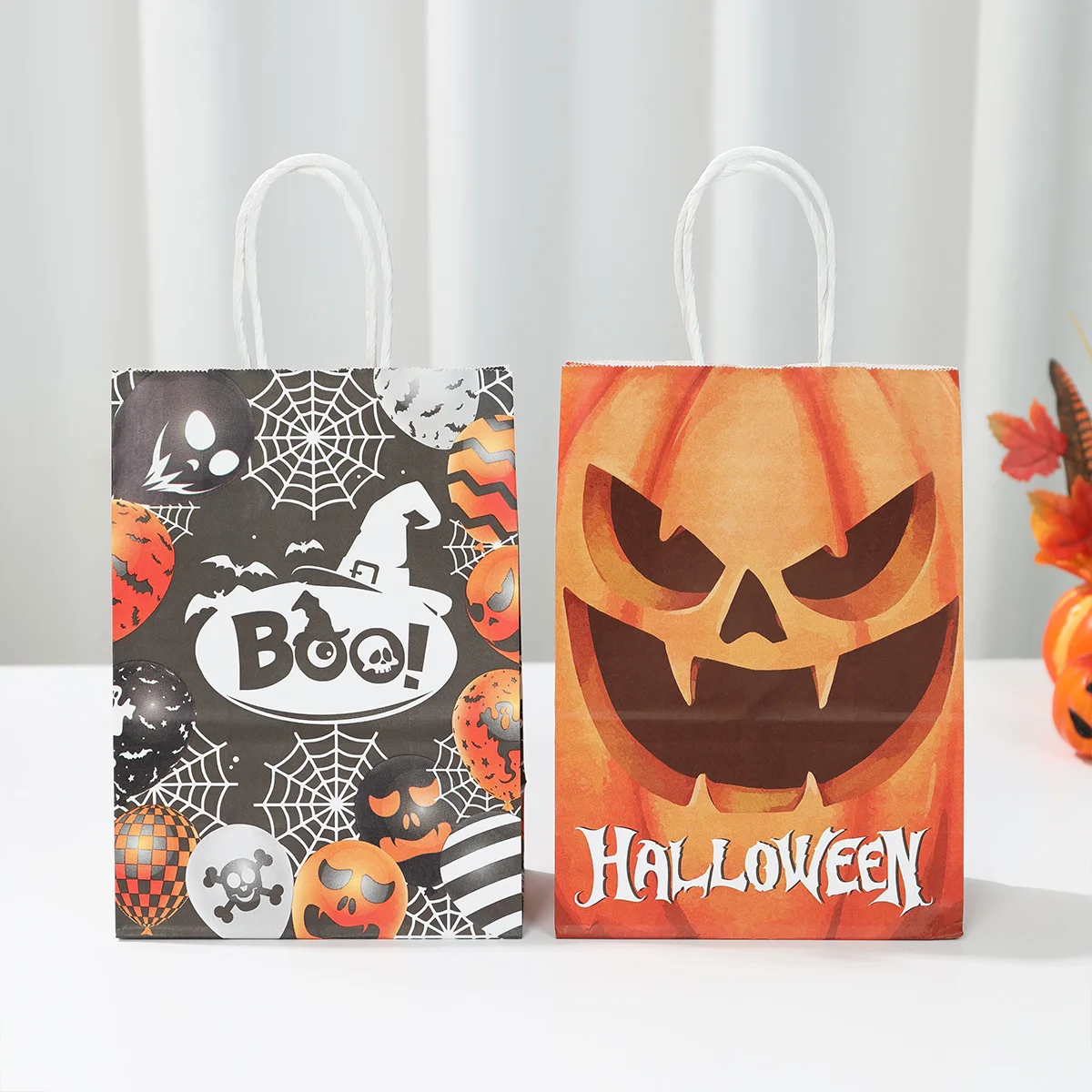 Pumpkin Ghost Turkey Paper Gift Bags for Kid Halloween Thanksgiving Party Favor Gift Candy Cookies Bag Wedding Birthday Supplies