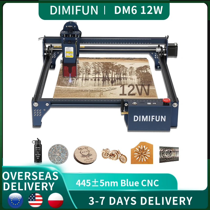 DIMIFUN DM6 лазерный гравер резак для начинающих 12000 мм/мин 60 Вт DIY KIT телефон подключение деревообрабатывающий гравировальный станок по металлу