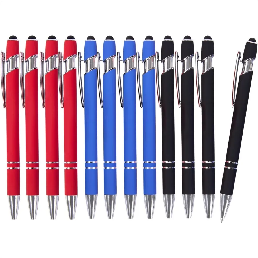 

Gel Ink Pens 12 Pcs Fine Point Smooth Writing Screens Touch Compatible Black Red Blue 0.7 mm Gift Office Accory