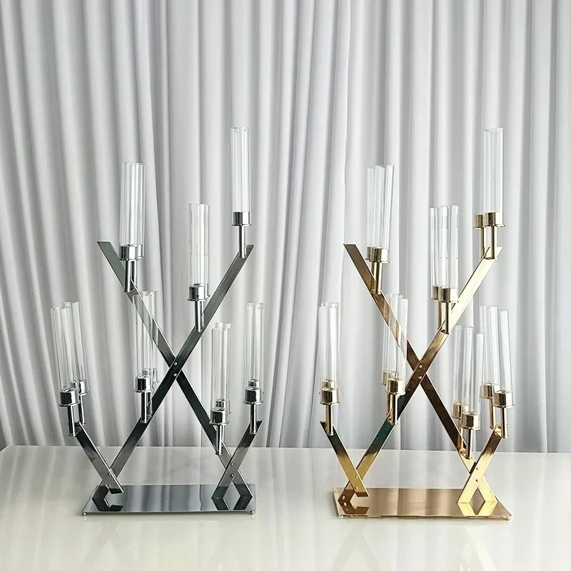 

6 шт.) только для светодиодных свечей) изогнутый фон подставка для свечей из бисера декоративная свадебная свеча настенная арка свадебная подставка для цветов центральные части