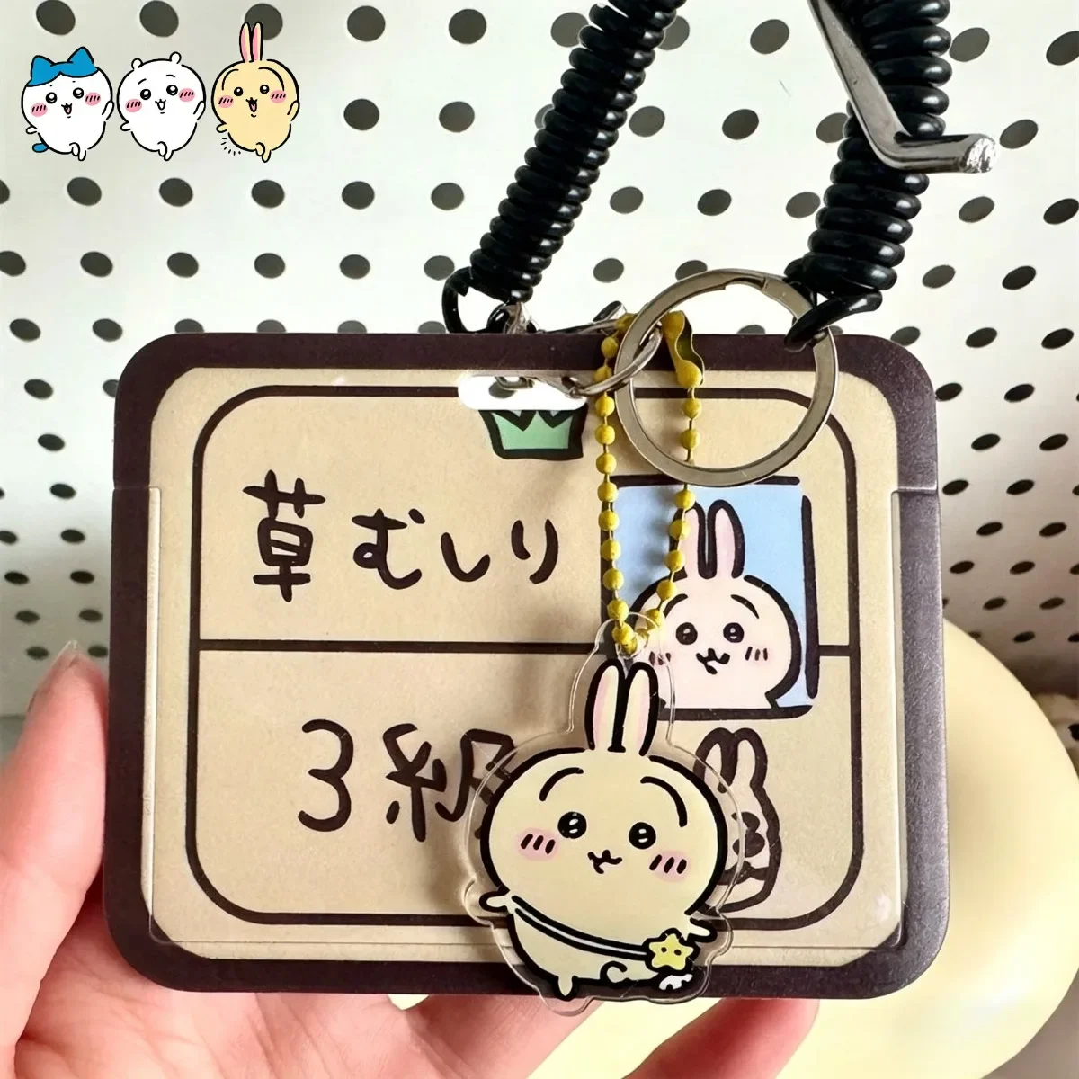 Niedlicher Chiikawa Hachiware Usagi Kartenhalter für Schüler-Ausweise, Essenskartenhalter für Bus- und U-Bahn-Karten mit Halsband – Detail 3