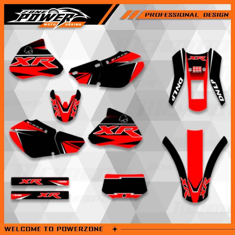 Powerzone Team Graphics Background Sticker Decal Kit for Honda XR250 XR400 1996 1997 1998 1999 2000 2001 2002 2003 2004 XR 250