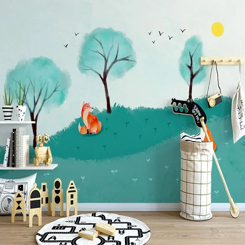 

Custom Mural Wallpaper Nordic 3D Hand-painted Woods Children's Room Living Room TV Background Wall Paper Papel De Parede Murals