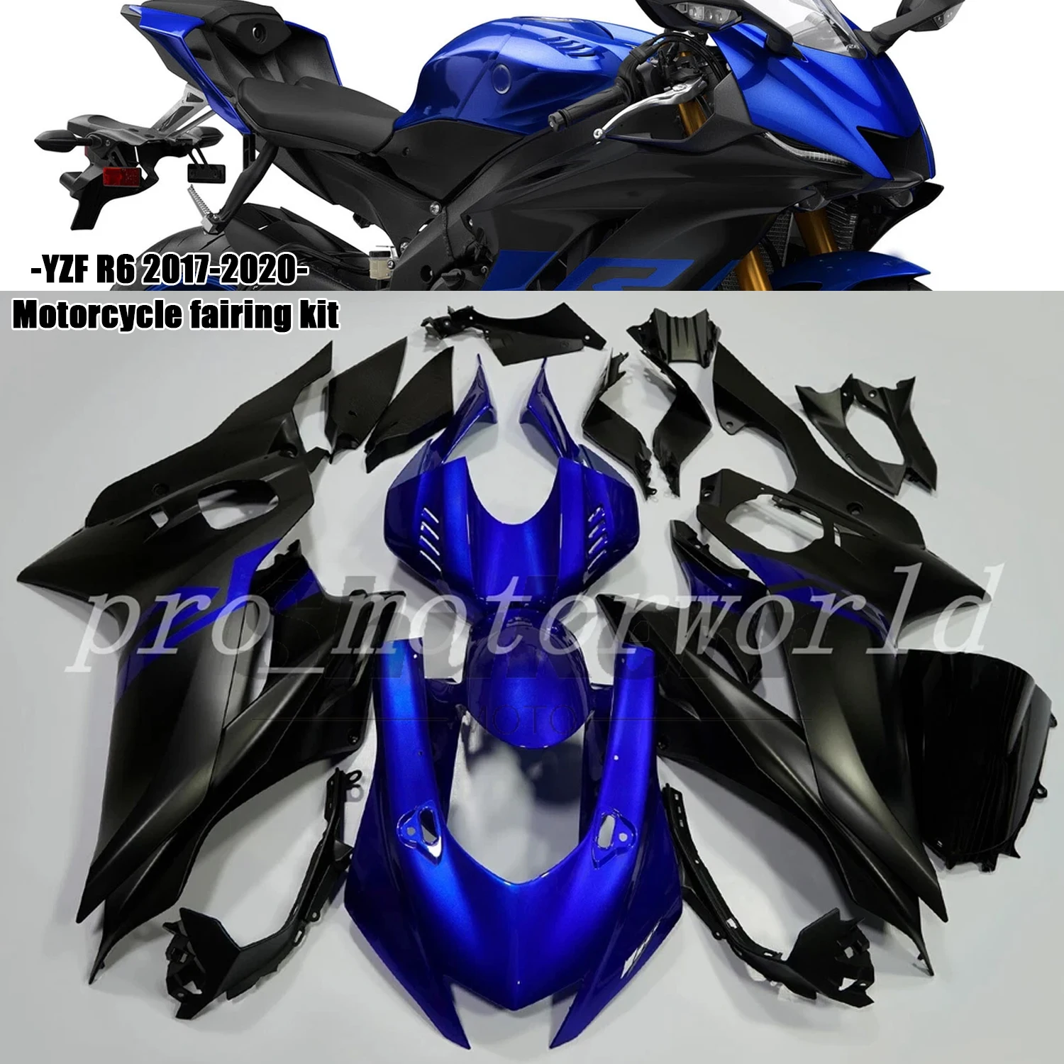

Fit for Yzf-R6 Yzf600 2017 - 2020 New Abs Motorcycle Plastic Fairing Kit Injection Mold Bodywork Panel Kit Blue Black 2018 2019