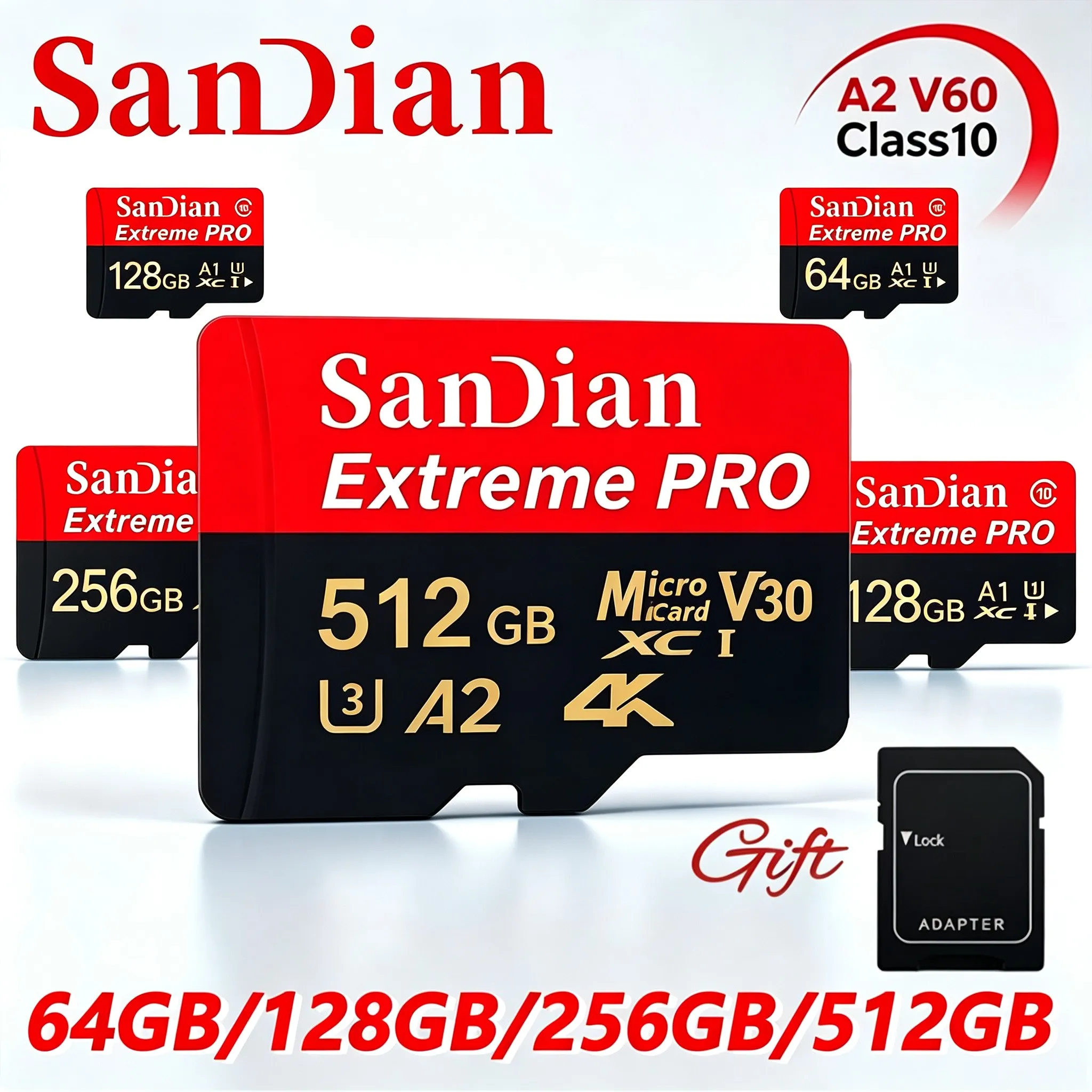TF Cards 64GB 512GB 128GB Micro TF SD Card Memory Card SD Cards A2 for Sport Camera/MP4 Player/Digital Frame/Camera/Tablet