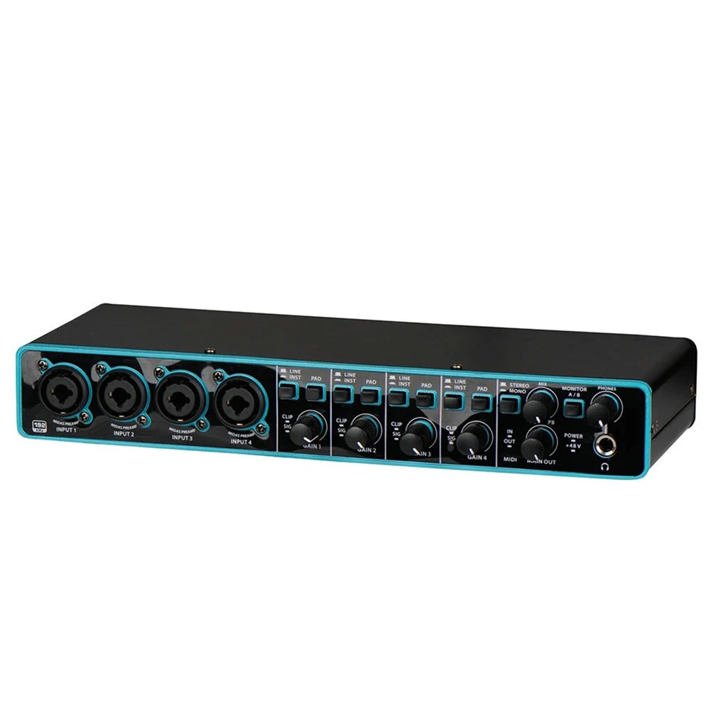 USB Audio Interface Featuring 4x4 Input and Output and Integrated Mic Preamplifier for Studio Recording Applications