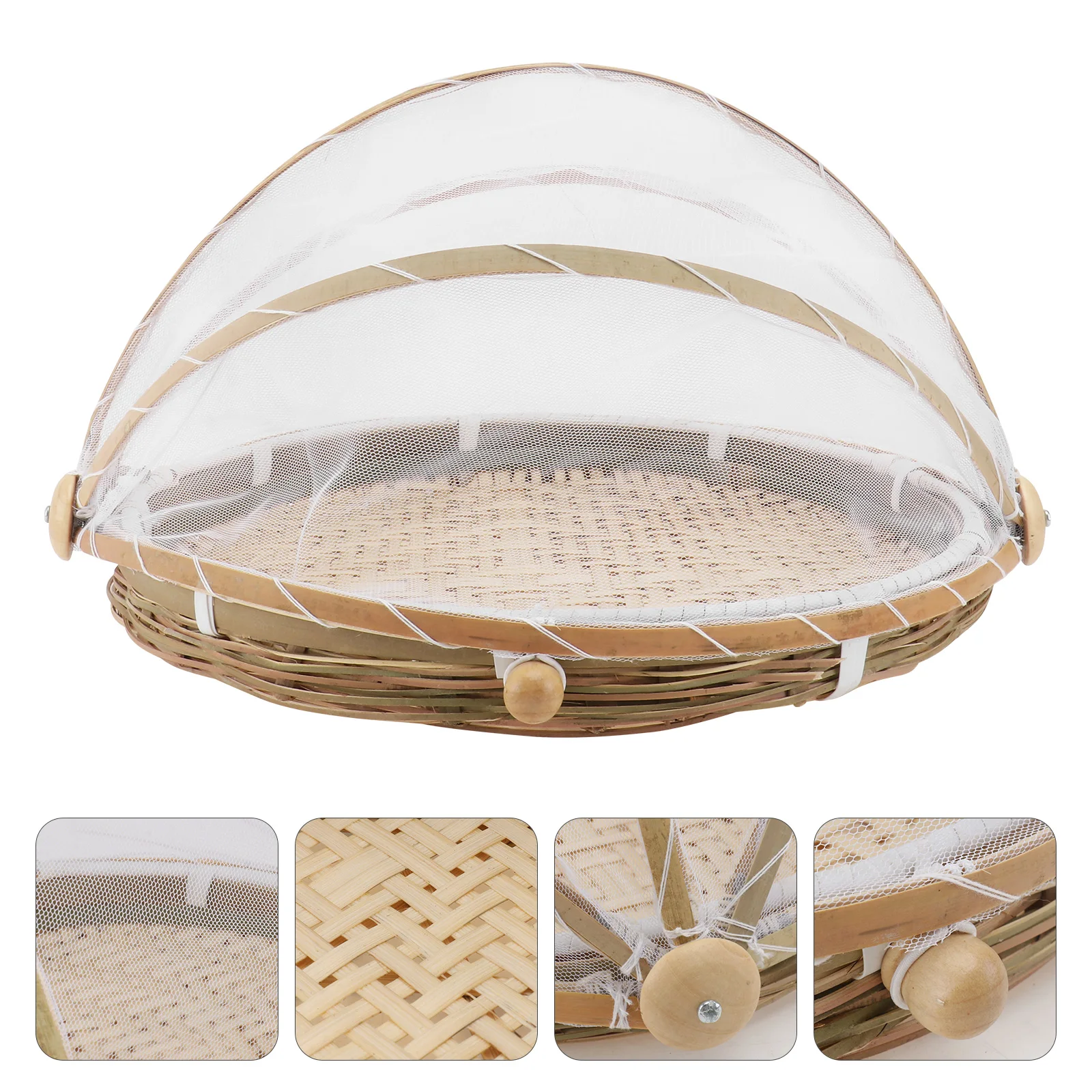 

Bamboo Crafts Basket Fruit Storage Baskets for Food Woven Tray Kitchen with Cover