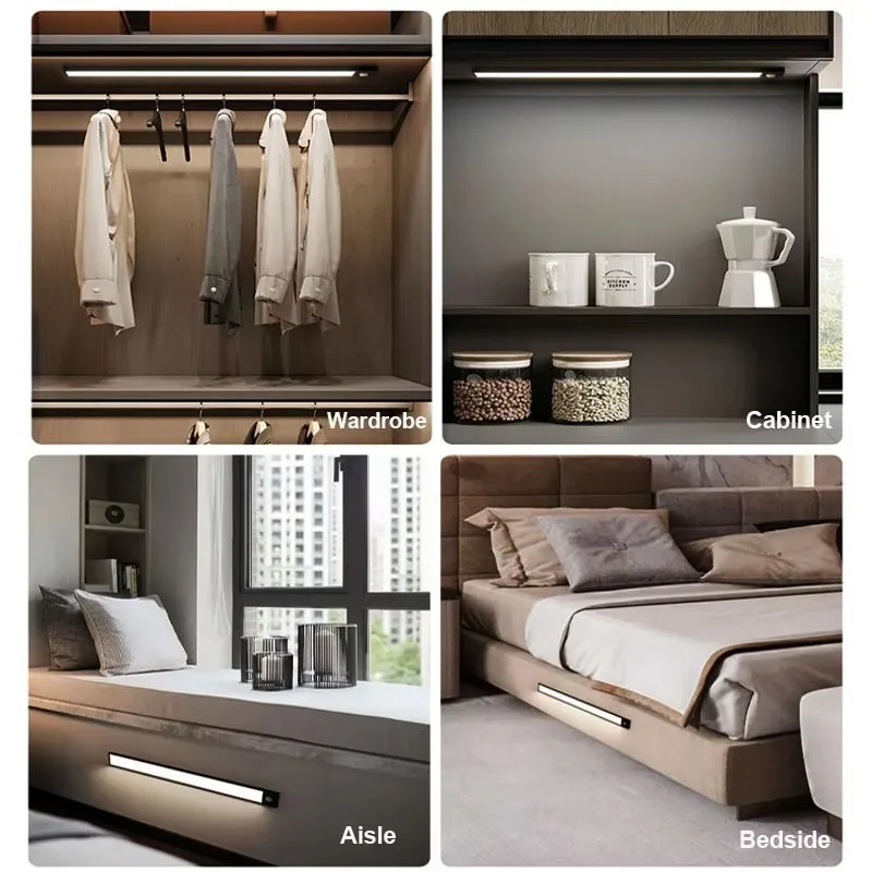 40/30/20 سنتيمتر رقيقة جدا LED إضاءة الخزانة قابلة للشحن محس حركة ضوء USB ليلة ضوء التعريفي مصباح خزانة خزانة الإضاءة