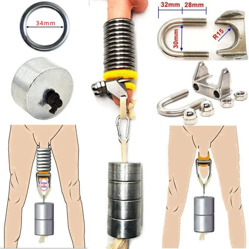 Physical Weight Metal Ring Penis Extender Enlarger Enhancer Erection Lasting Physical Training Device Male Masturbation Device