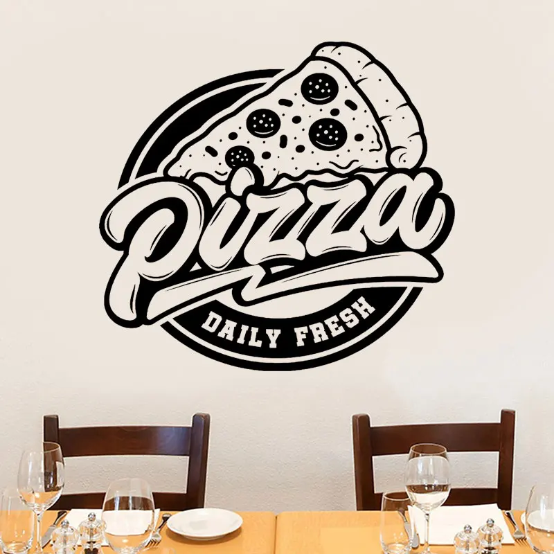 Fast Food Sign Pizza Wall Decals Vinyl Interior Pizzeria Decorations for Italian Restaurant Window