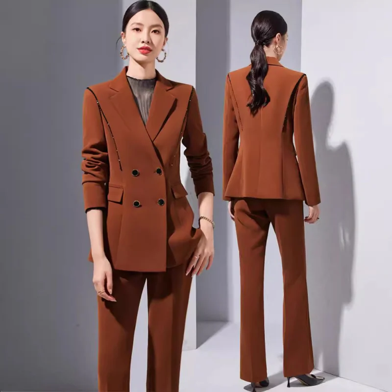 Black Women's Suits2024Autumn and Winter New Elegant Slim Fit High Sense Professional Tailored Suit Work Clothes