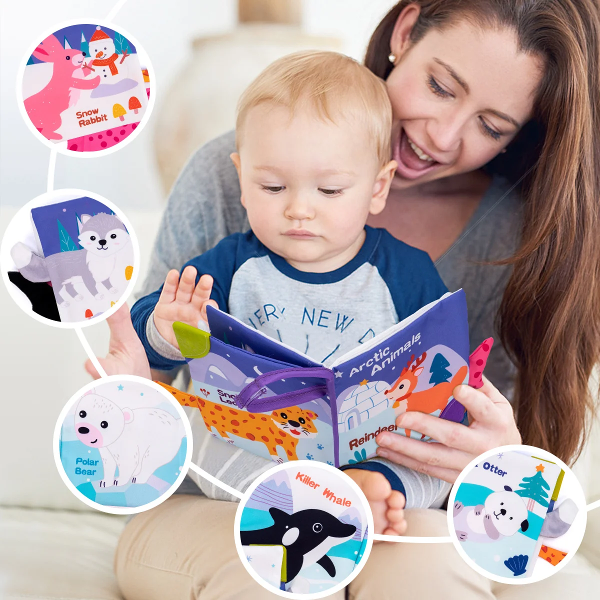 Cute Baby Books Toys, Touch and Feel Crinkle Cloth Book for Infant Baby, Early Development Interactive Stroller Soft Toys