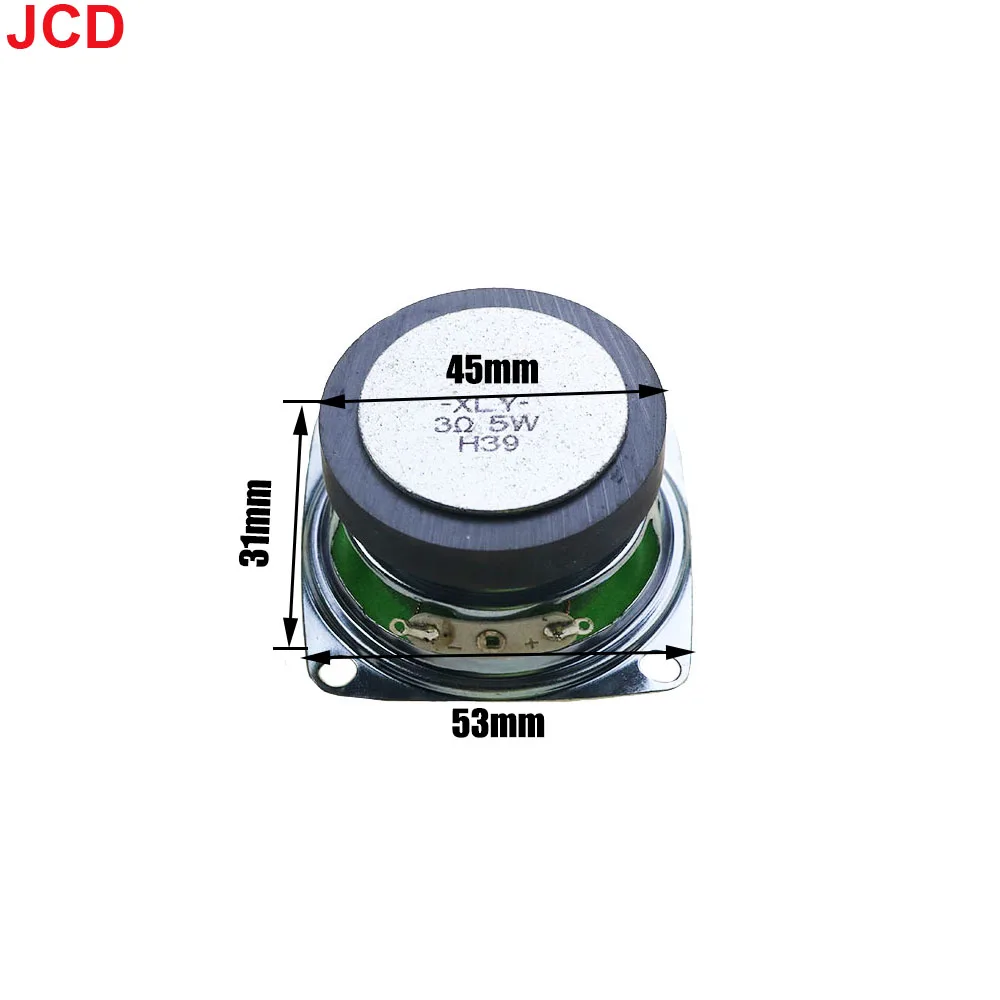 JCD 1pcs 3Ohm 5W 53MM Bluetooth Audio Radio Speaker 45mm External Magnetic Speaker Foam Yellow Blue Red Green Edge Bright Cap