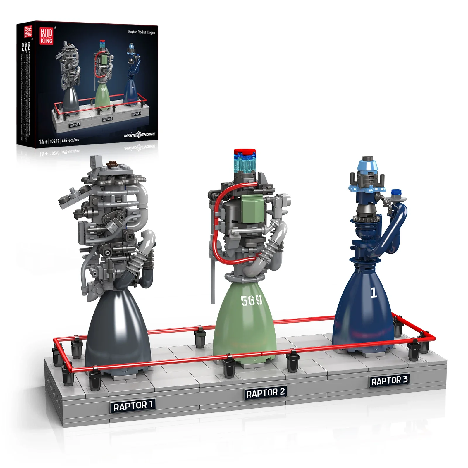 

Mould King 10247 Raptor Rocket Engine Building Blocks 496PCS STEM Educational Model with Power Drive for Kids Creative Gift