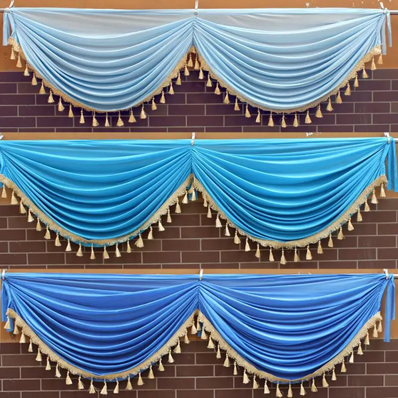 

2M Wedding Background Curtain Swag Party Valance Drape Panel Wedding Backdrop Valance Stage Ceiling Decor Decor Drapery