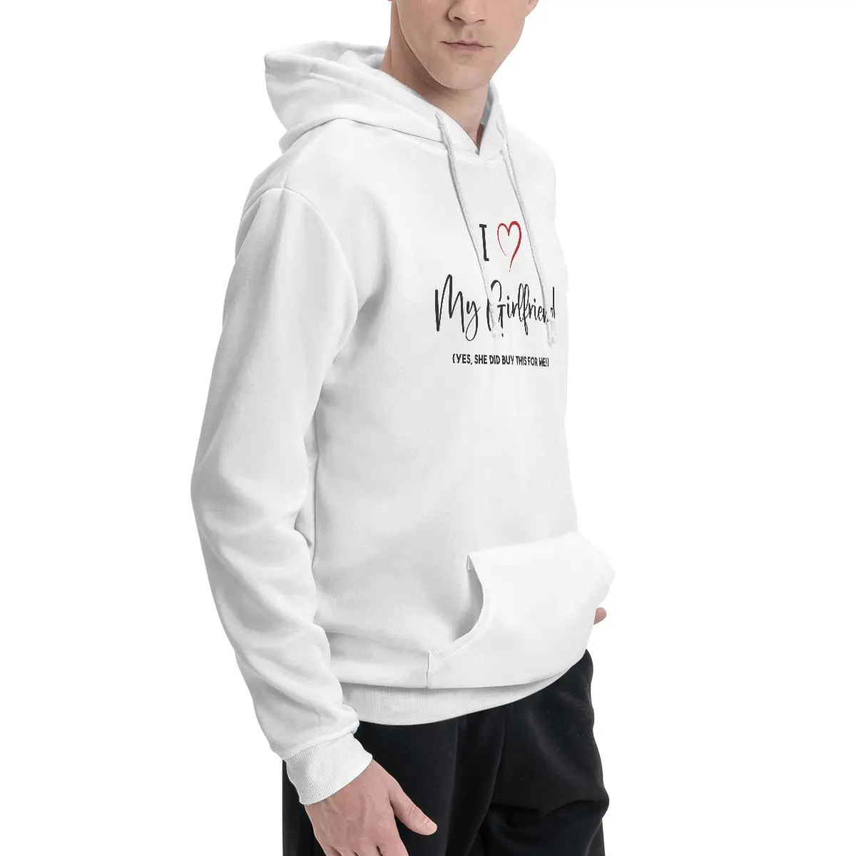 Kocham moją dziewczynę (czarna wersja) Bluzy Męskie Damskie Casualowe Bluzy Pullover Hip Hop Odzież z Długim Rękawem Jesień Zima