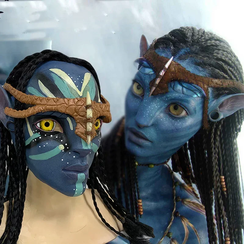 

Movie Avatar 2 Cosplay Latex With Hair Na'Vi Neytiri Mask Halloween Costumes Party Costume Masks Props MN3