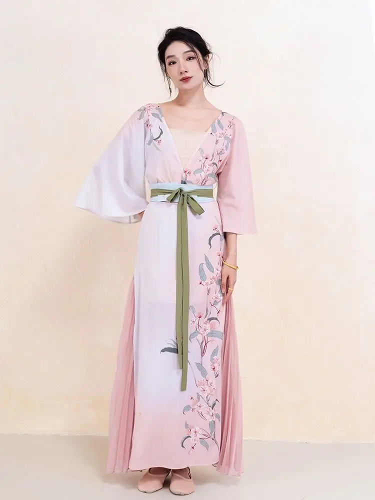 أزياء رقص على شكل زهرة متدفقة مجانية، أزياء رقص كلاسيكية بأكمام مائية، أزياء وانغ شيي بنفس النمط بيجونيا #5