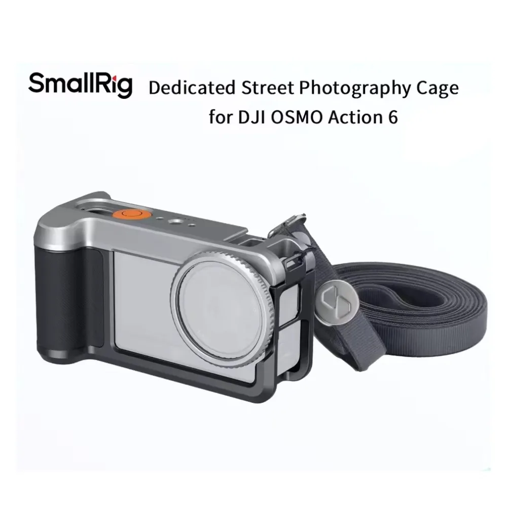 

Комплект для уличной съемки SmallRig: защитная клетка для DJI OSMO Action 6 с рукояткой и плечевым ремнем, предотвращающая падения