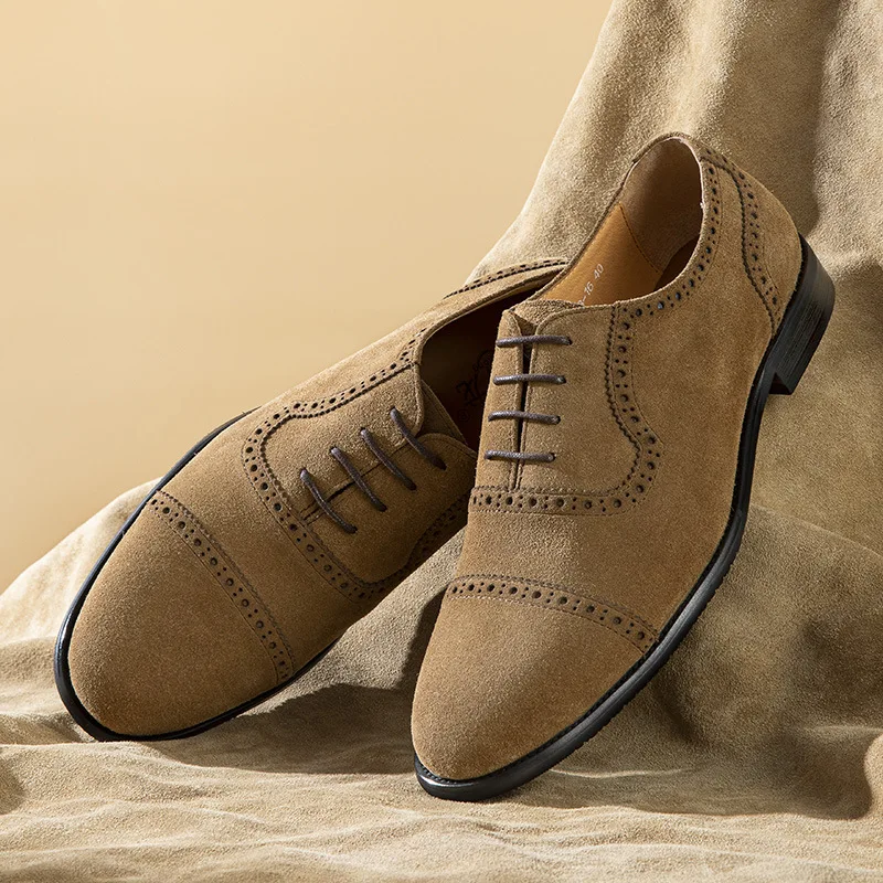 

New Genuine Leather British Style Retro Lace-Up Casual Oxford Shoes Men's