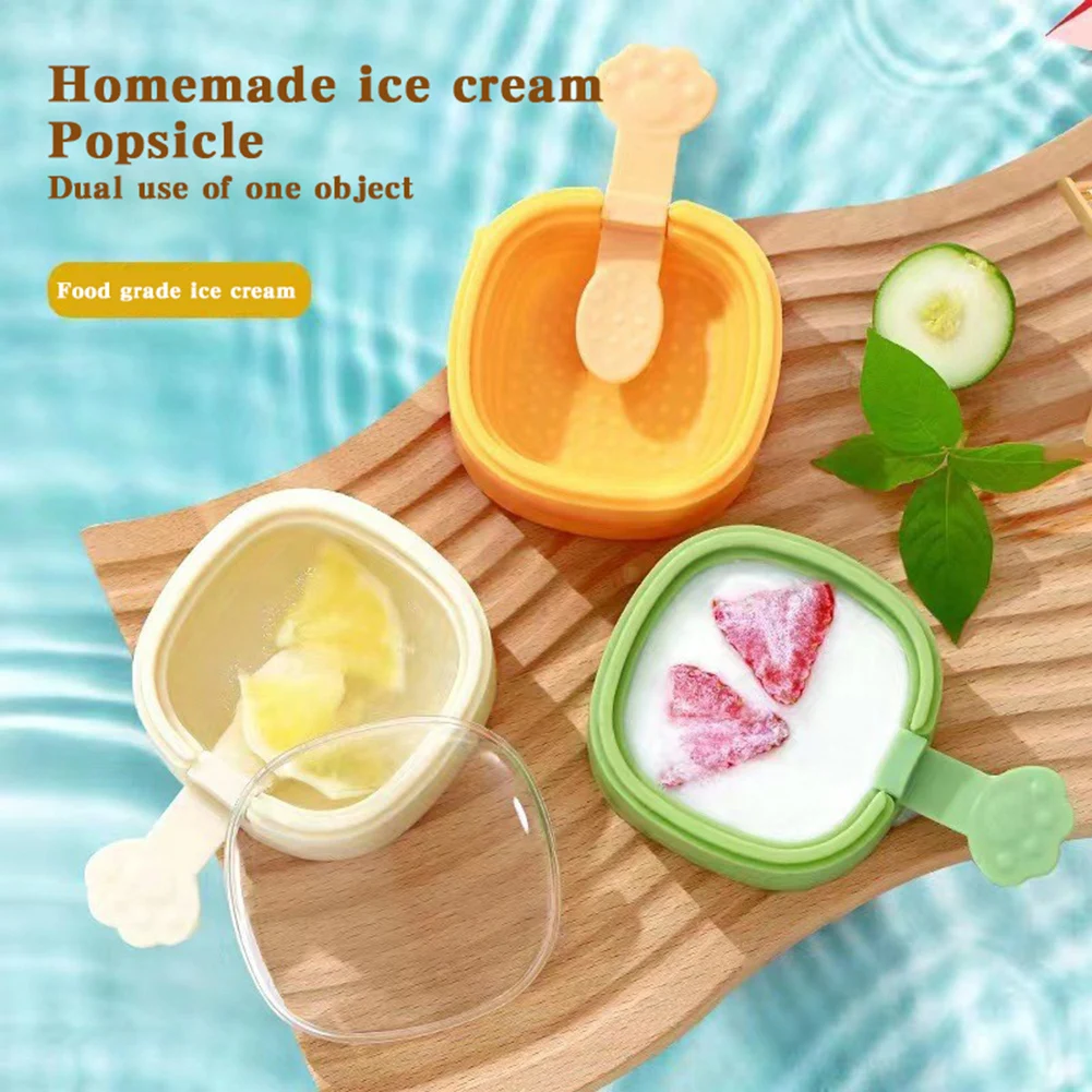 

Mini Silicone Ice Cream Mold With Cat Claw Handle Quick Release Ice Stick Making Tool DIY Ice Cream Box