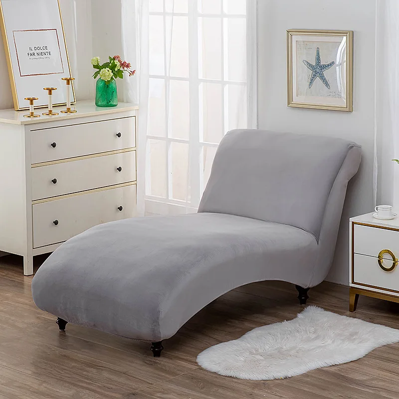 Silver fox velvet sofa cover solid color simple sofa bed cover no armrests recliner cover elastic full cover
