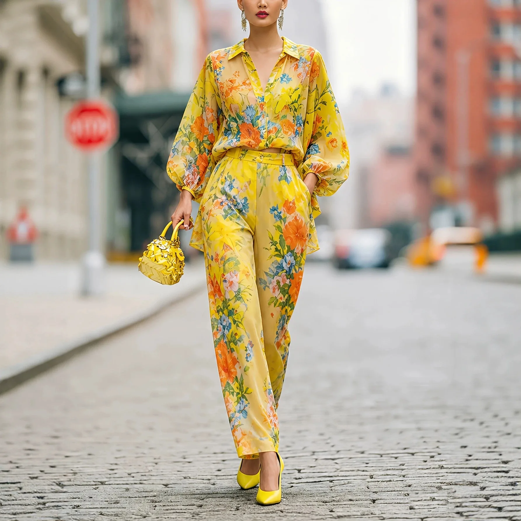 Floral Print Two-Piece Set for - огляд і ціна Wide Leg Palazzo Pants
