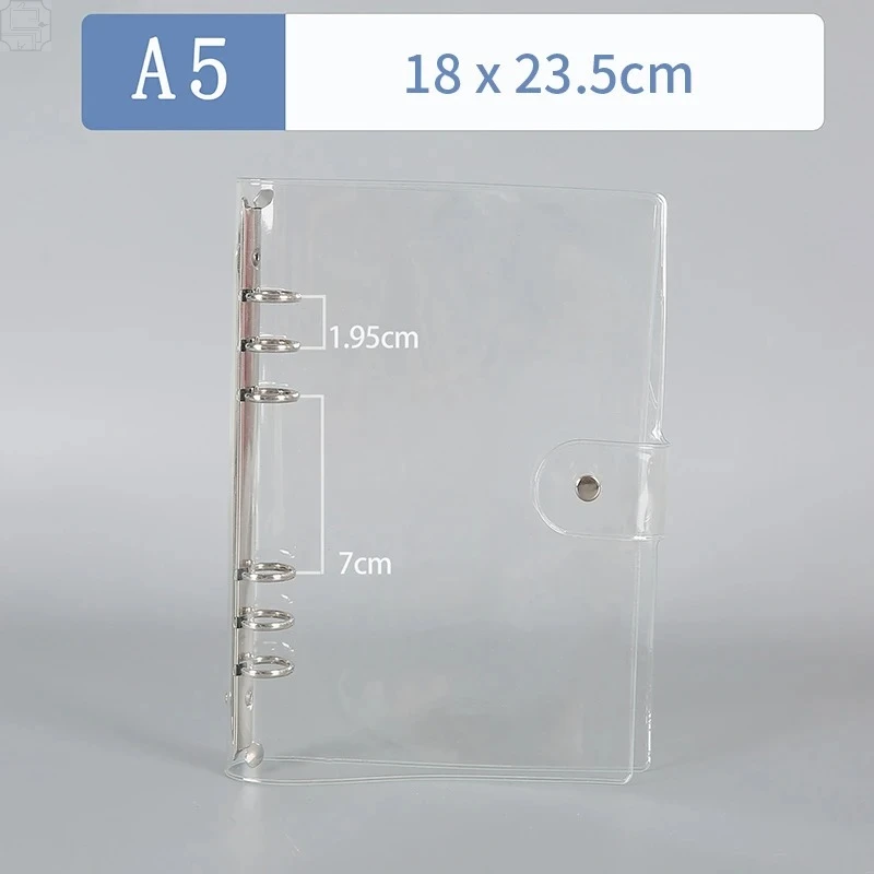 Glitter Transparent Plastic Ring Binder A5 A6 Loose Leaf File Folder Portable Planner Agenda School Office Stationery Gift