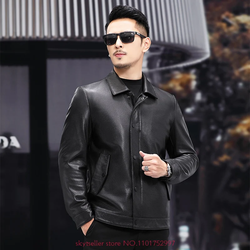 High Quality Genuine Leather Jacket Men First Layer Cowhide short Jacket Spring Autumn Leather Coats