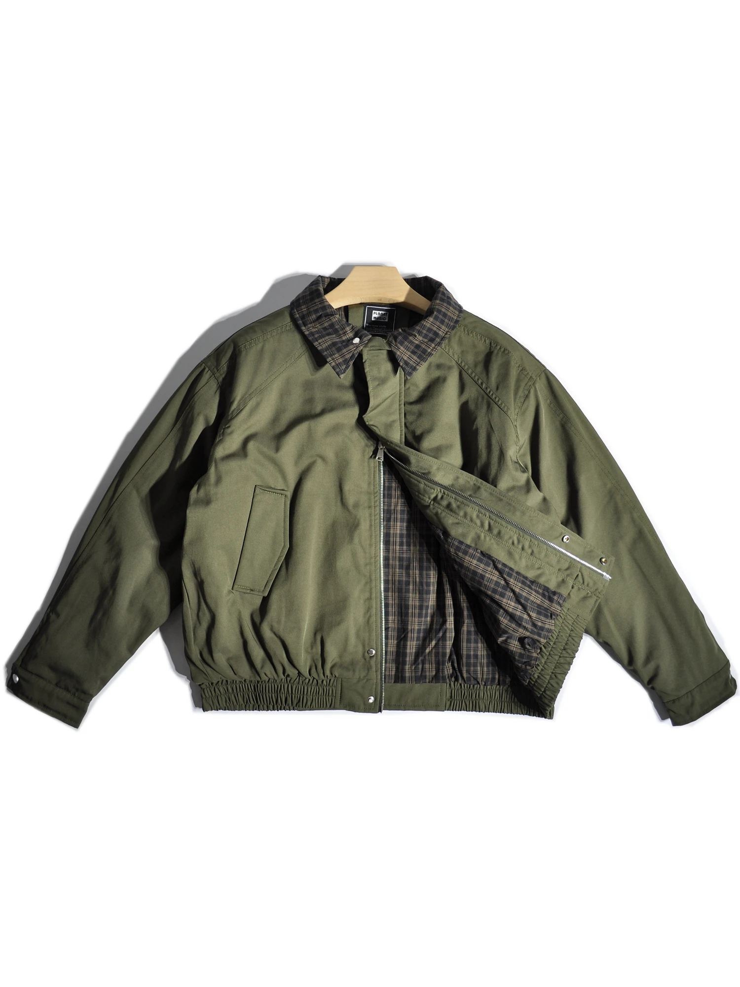 

American Retro Barn Cheered Collar Harrington Cotton Jaet Mountain System Workwear Casual Outerwear Loose Fit Polyester L...