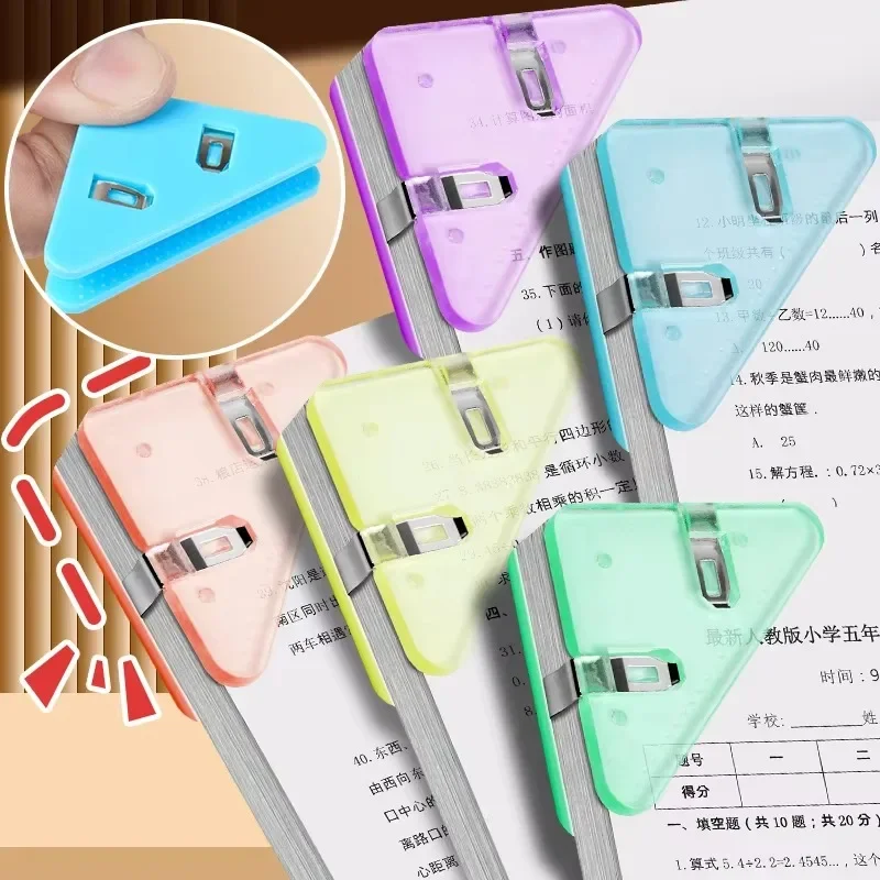 

5Pcs Kawaii Triangle Corner Clips File Index Photo Clamp Page Holder Office School Desk Organizer Stationery