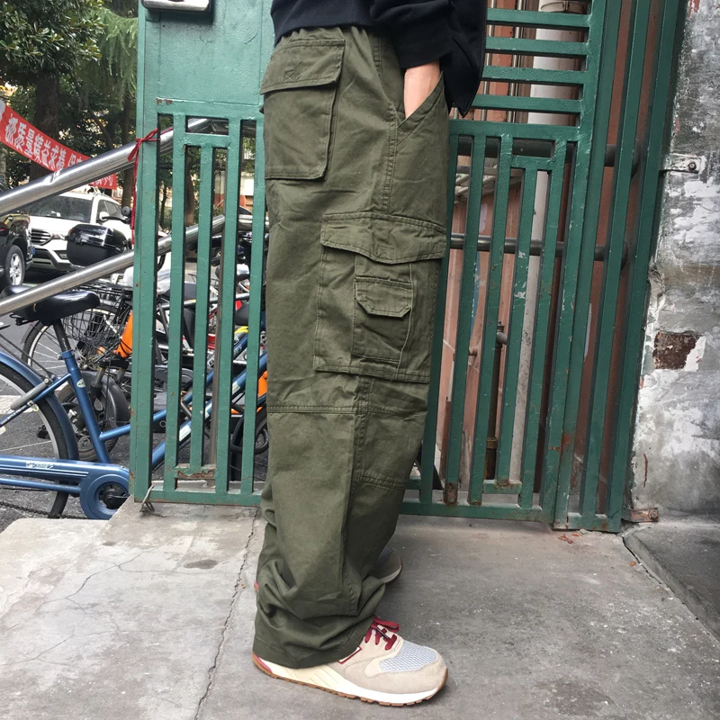 150kg Plus Size Fat Men's Work Cargo Pants Male Loose Multi-pocket Casual Straight Sports Trousers Outdoor Tactical Baggy Pants