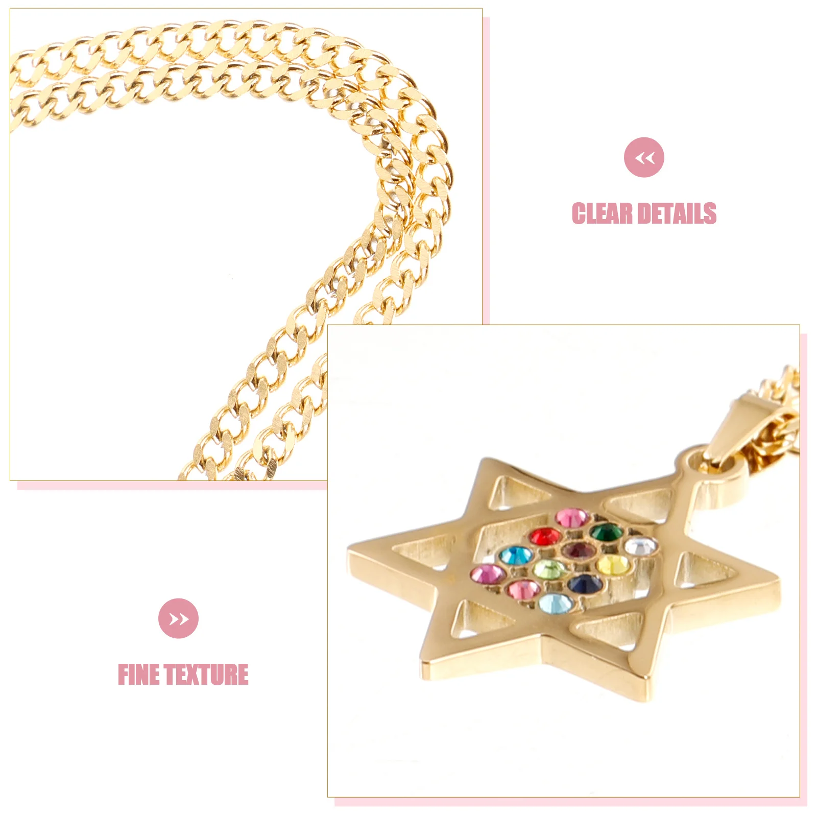 

Minimalist Necklace for Women Stainless Steel Hexagram Pendant Hollow Star Chain Jewelry Fashion Accessory Gift for Her Daily