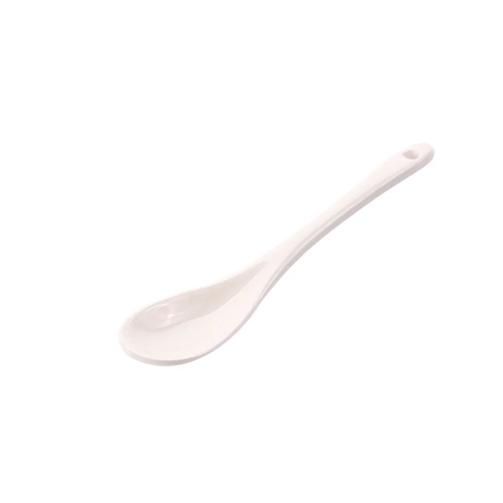 

5Pcs Small Spoon Ancient Style Porcelain Reusable Spoons Safe Non-Deformation Long Handle for Soup Rice Scooping Asian