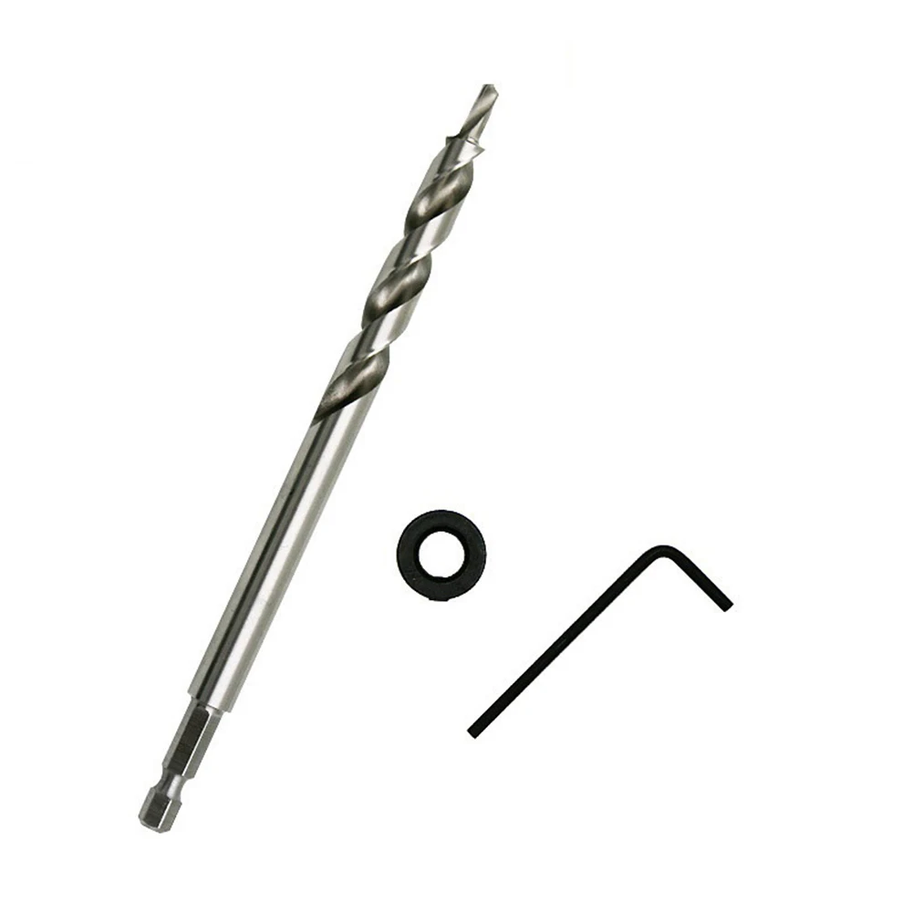 

9mm Drill Bit Cutter Guide Parts Pilot Power Tools Step Woodworking Wrench 3pcs HSS Hex Shank Locator Brand New