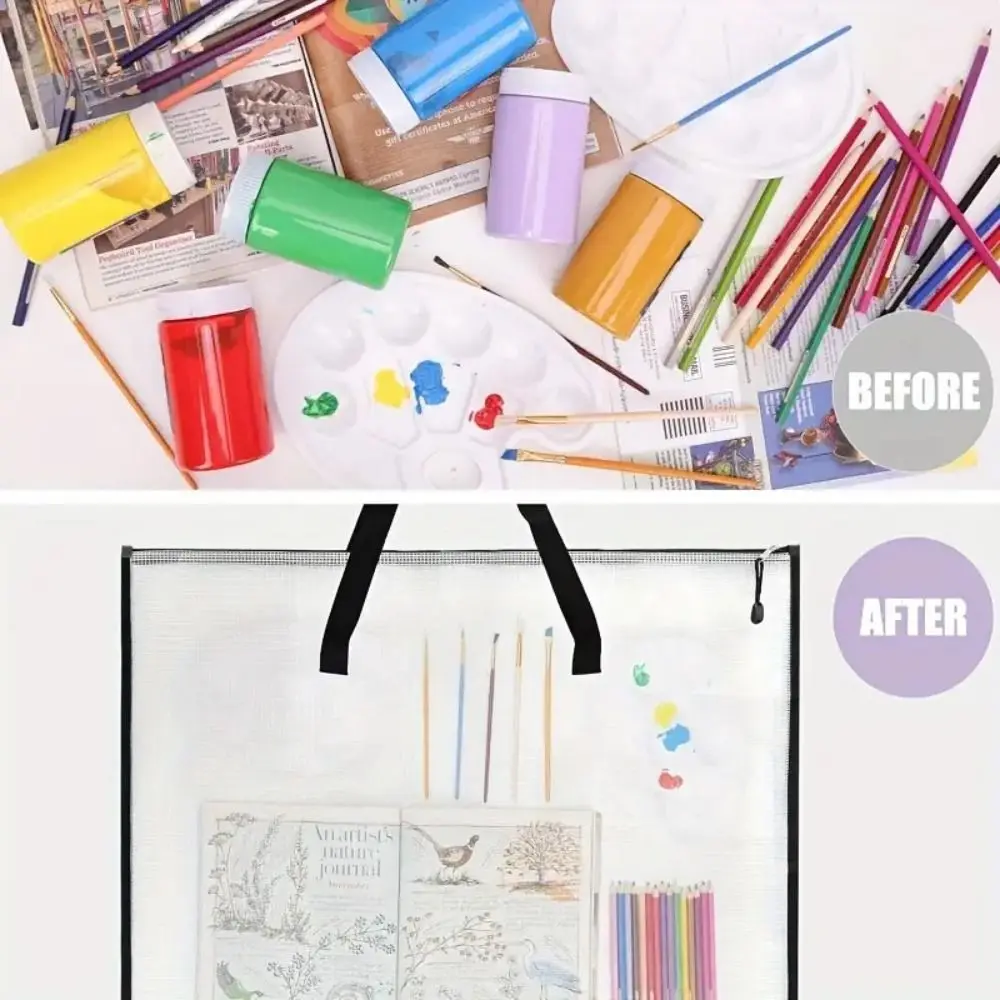 

Сумка-портфель с застежкой-молнией и ручкой, сетчатая сумка из ПВХ, большая вместительная художественная сумка, утолщенная водонепроницаемая сумка для хранения, офисные принадлежности