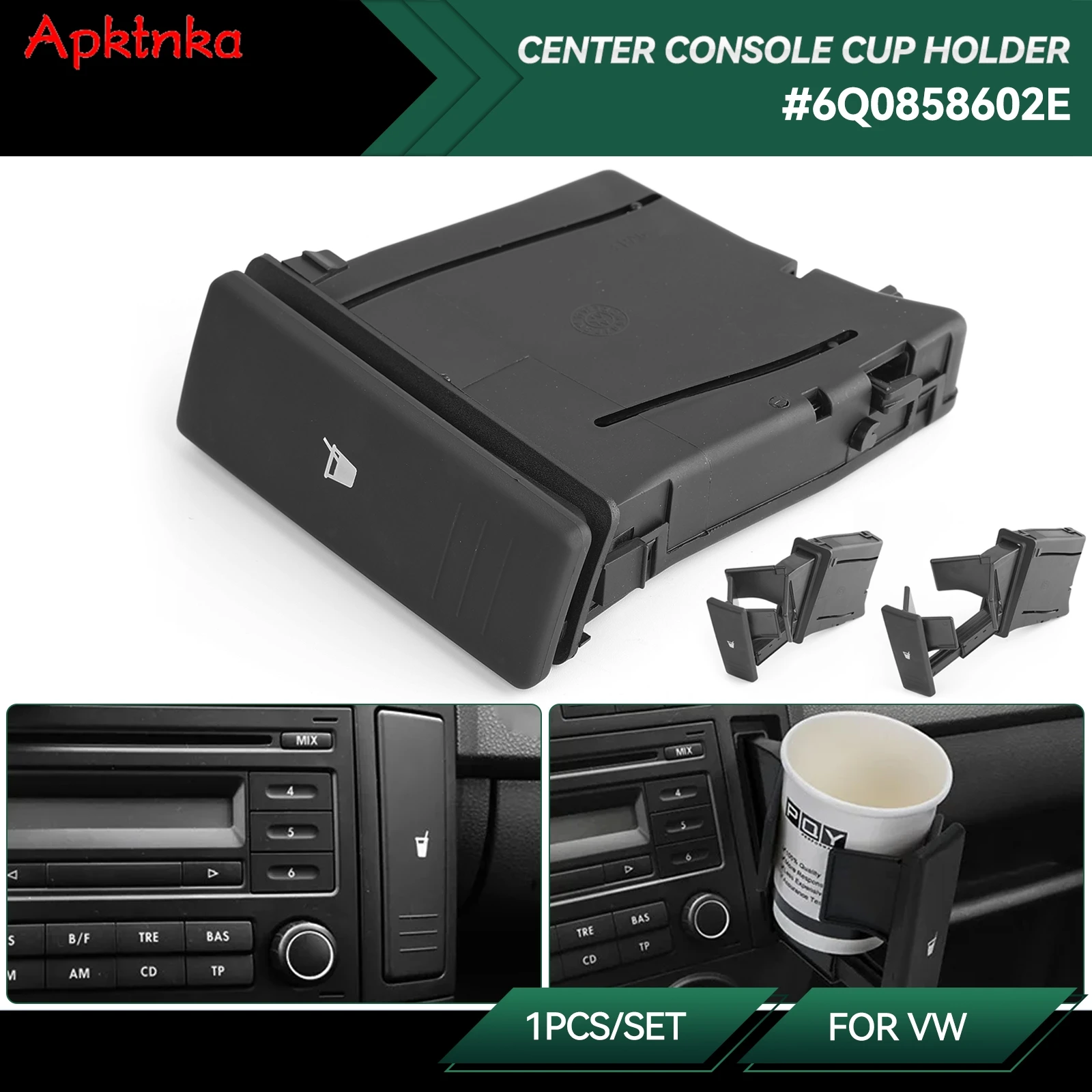 6Q0858602E 6Q0 858 602 1pc Interior Center Console Dash Water Drinks Cup Holder For Polo 9N 2002 2003 2004 2005 2006 2007 - 2010