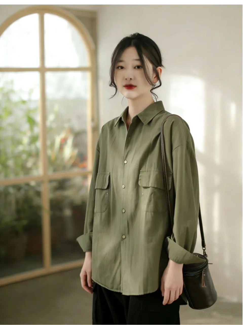 

Women's Cotton Linen Shirt Spring Collection Casual Wear Mid-Length with Pocket Fashionable Loose Fit Long Sleeve Thin Material
