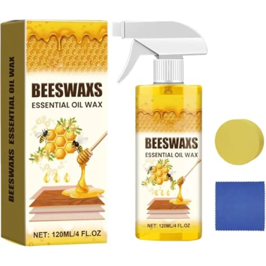 

Beeswax Wood Polish Spray, Beeswax Essential Oil Wax for Furniture and Floor Cleaning, Restores Shine, Protects and Conditions