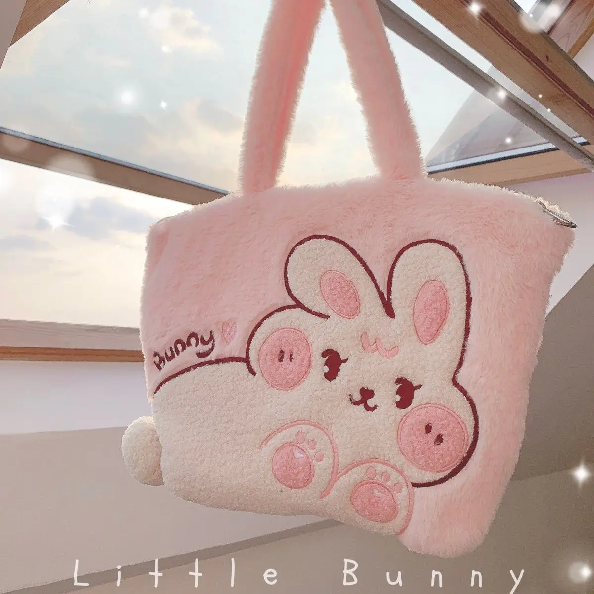 

Sweet Cute Embroidered Animal Tote Bag Women Large Capacity Plush Cartoon Tote Bag Ladies Unique Versatile Lolita Underarm Bags