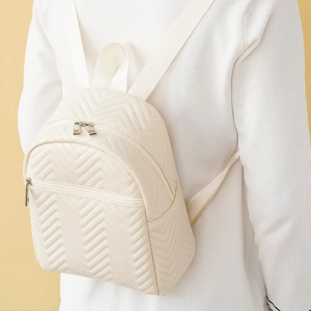 

Schoolbag Women's Backpack Large Capacity Solid color Classic Backpack Quilted Leather Waterproof Students Backpack Outdoor