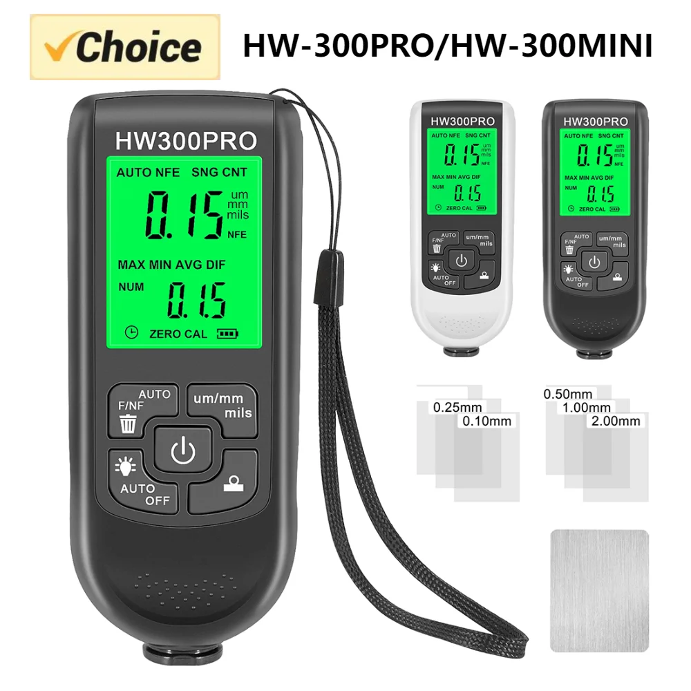 Automotive Thickness Gauge HW-300 PRO Mini Car Paint Thickness Meter Electroplate Metal Coating Thickness Gauge 0-2000UM