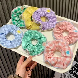 2023 Kawaii Plaid Scrunchies Women Girls Child Cute Elastic Hair Rubber Bands Accessories Tie Hair Ring Rope Headdress Ornament