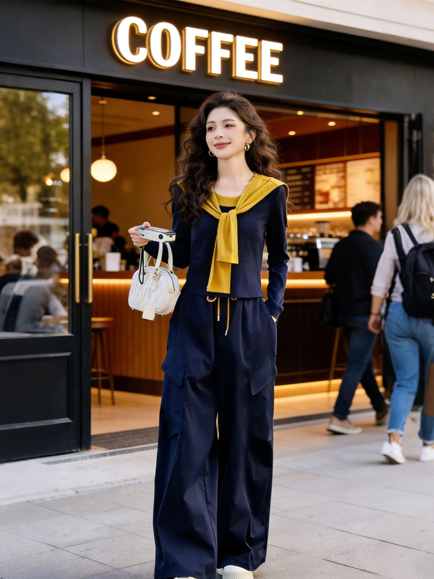 

Элегантный уникальный комплект: женская повседневная рубашка и шарф (коллекция Весна 2026), неповторимый стиль, универсальные длинные брюки, модная офисная одежда