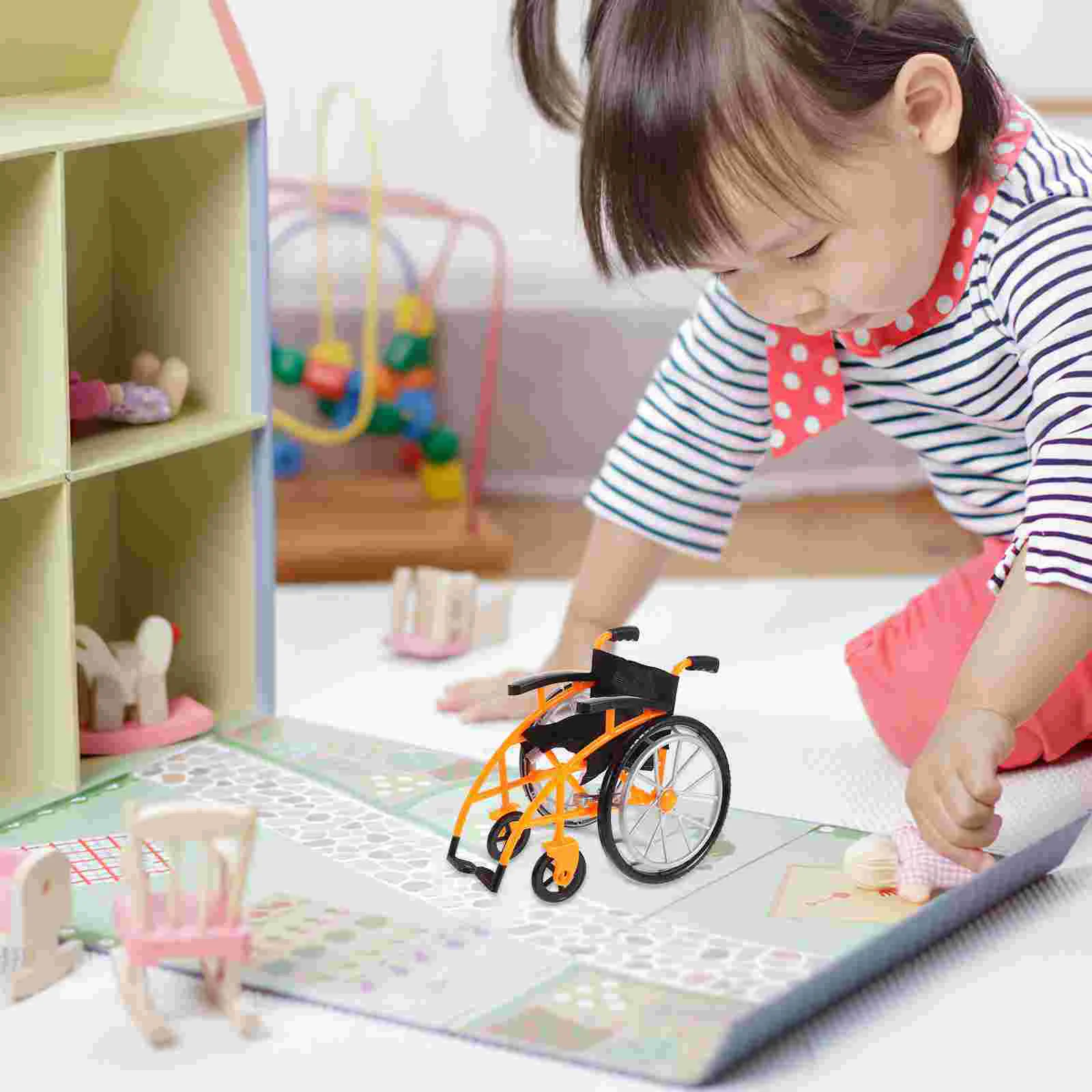 Seat Tube Clamps Toy Wheelchair Dollhouse Furniture Mini Accessories Baby Orange