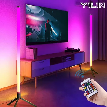 RGB LED 플로어 램프, 스마트 리모컨 모던 코너 플로어 램프, 분위기 스탠딩 스탠드 조명, 크리스마스 장식 조명, 103cm