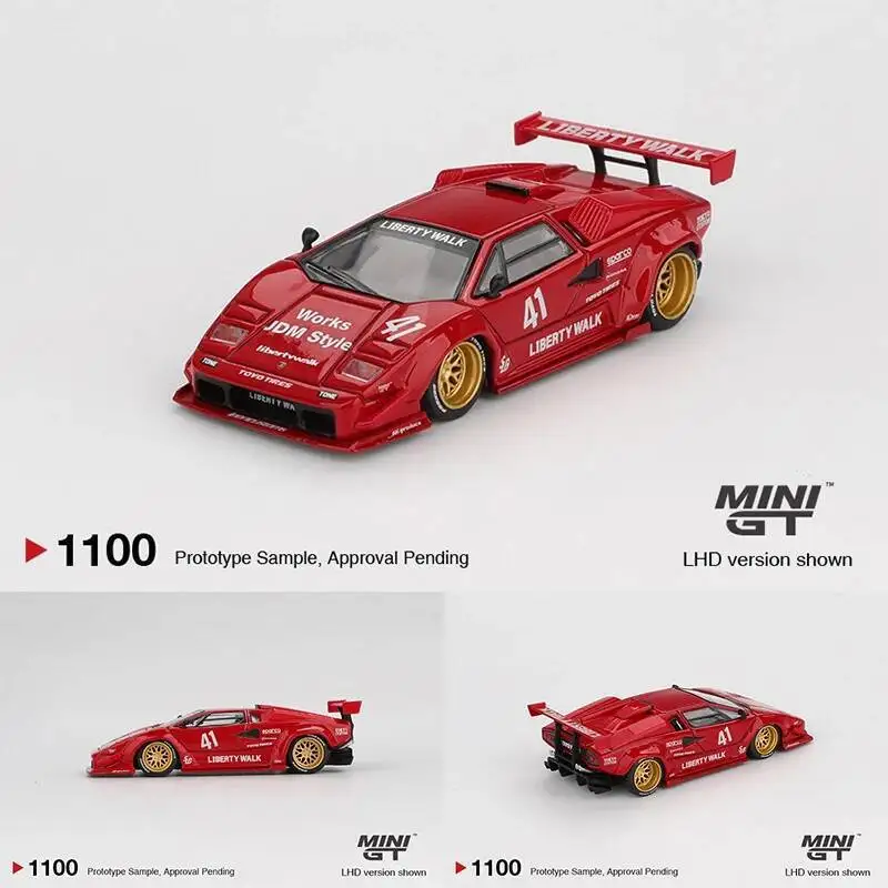 Przedsprzedaż MINIGT 1100 1:64 LBWK Lamborghini Countach LB WORKS Czerwony Model Auta z Odlewu Metalowego Kolekcja Zabawek